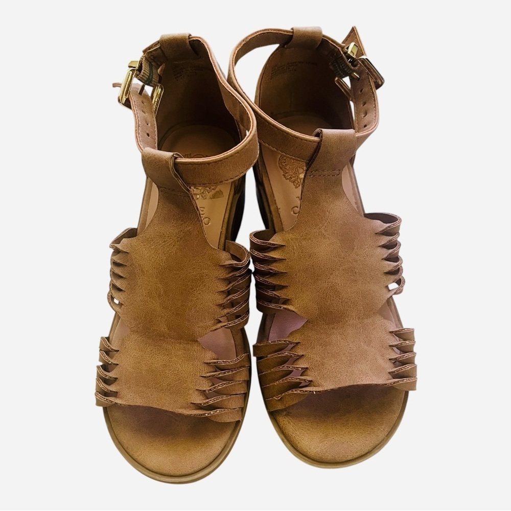 Vince Camuto brown leather little girl sandals sz.1 block heel twisted upper - Picture 3 of 13